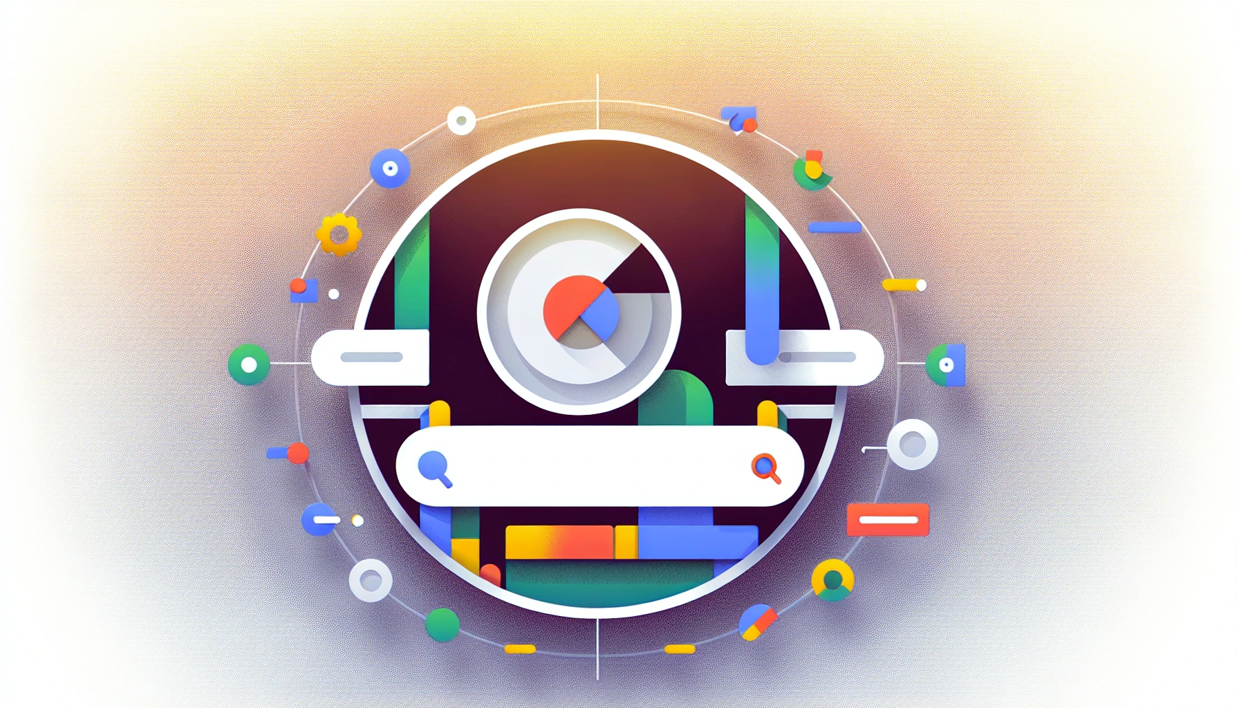 Illustration of a website with Google logo and search bar